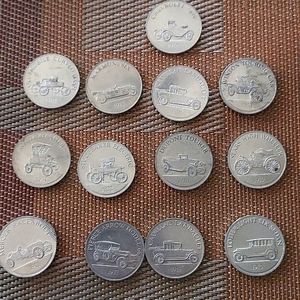 Vintage Set of 13 Sunoco Antique Car Coin Series